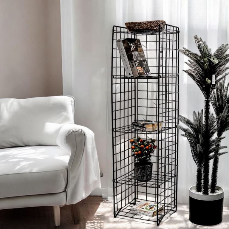 Chara Metal Raflı Dekoratif Tel Kitaplık